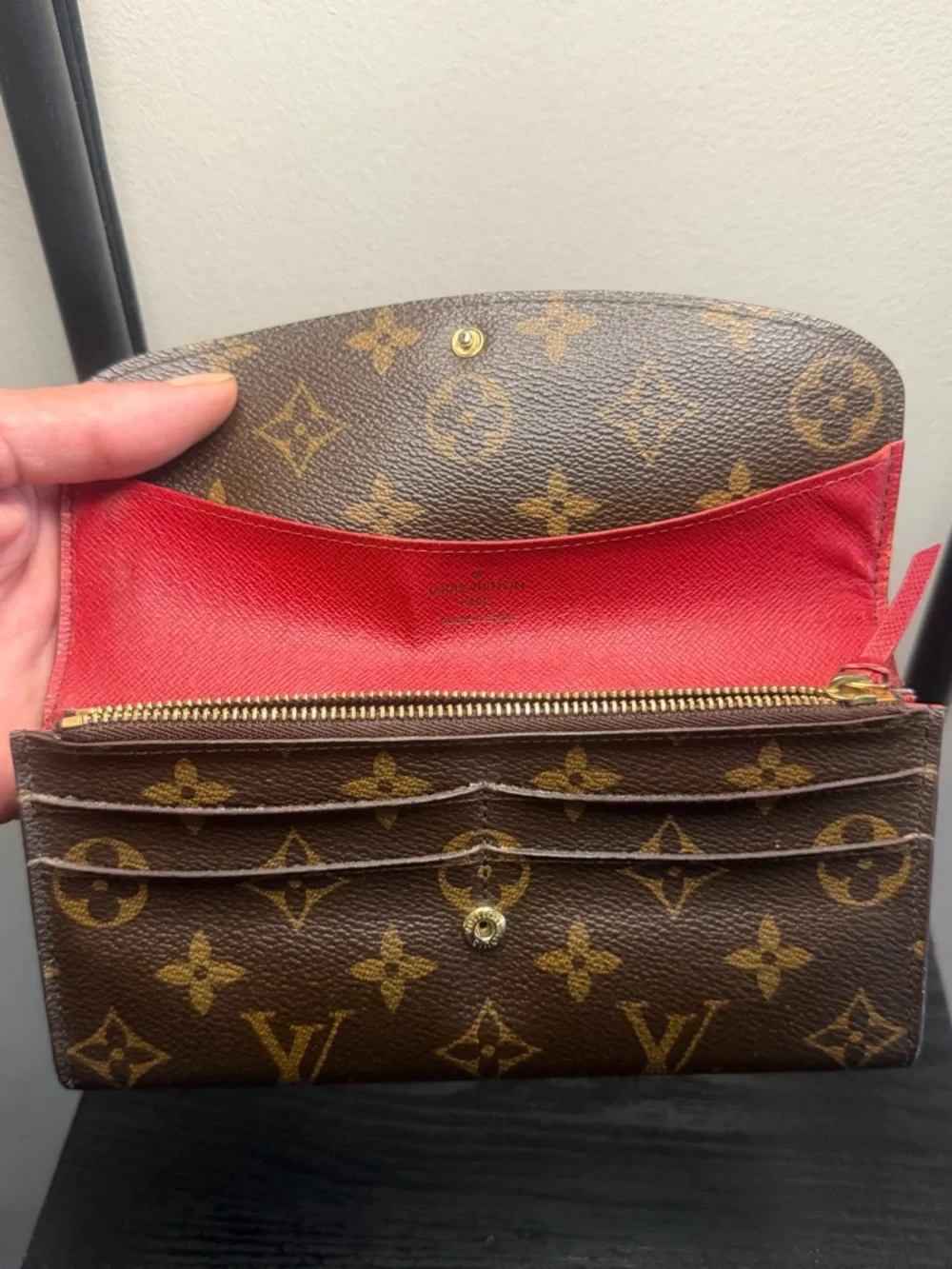 Louis Vuitton Emily Wallet Monogram Canvas Red Interior Long Wallet Authentic - Picture 11 of 15